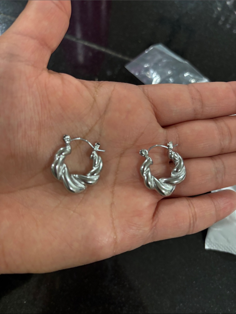 Silver Twisted Hoop Earrings - Women Jewelry